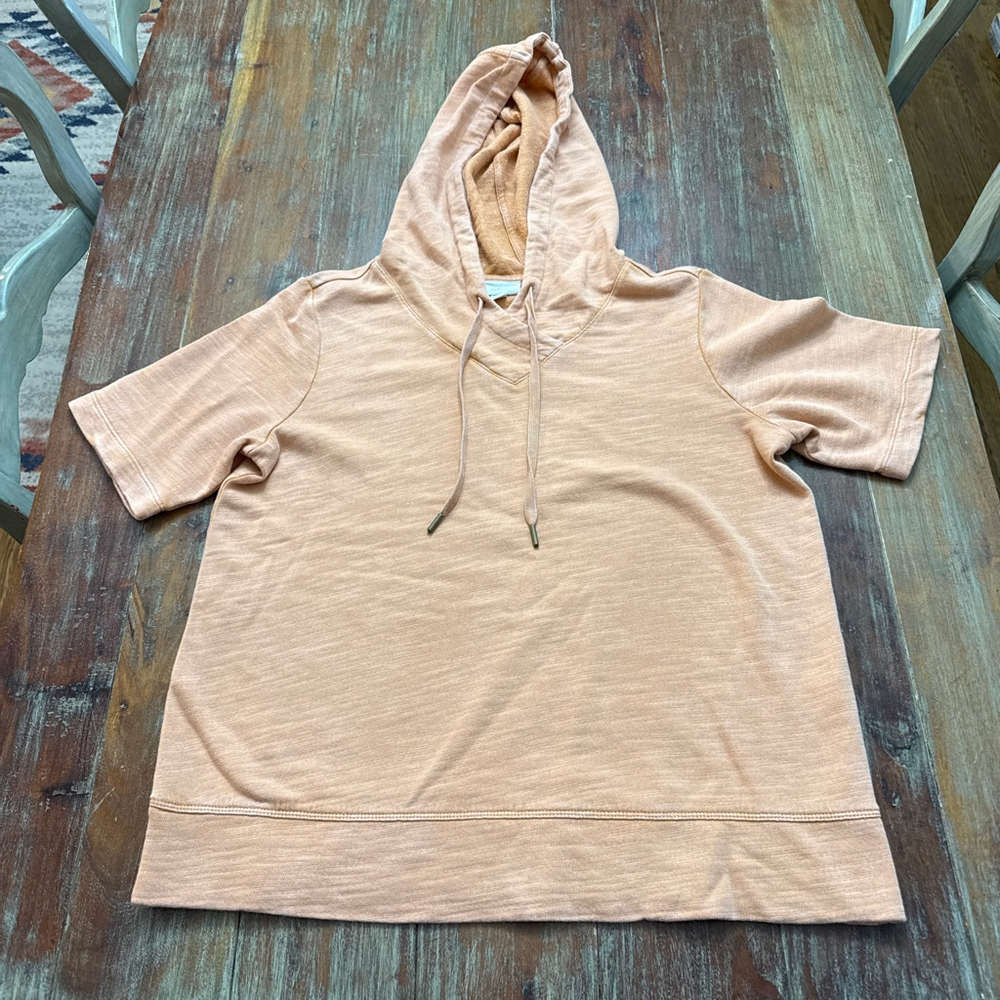 J. Jill Short Sleeve Hoodie in Orange
